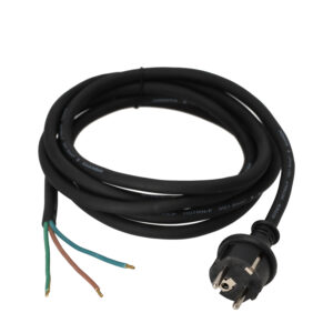 Nettkabel, med plugg, 3m, IP44 3 x 1,5mm2, sort, for utebruk