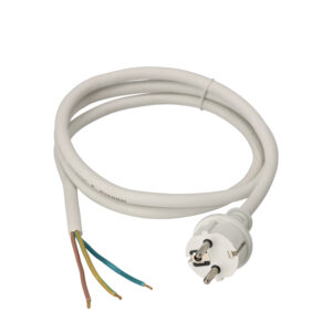 Nettkabel, med plugg, 3m, IP44 3 x 1,5mm2, hvit, for utebruk